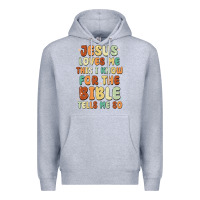 Heather Grey jesus loves me this i know for the bible tells me Premium Hoodie - MaliasSmallBusiness
