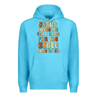 Ocean Blue jesus loves me this i know for the bible tells me Premium Hoodie - MaliasSmallBusiness