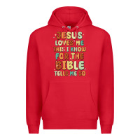 Red jesus loves me this i know for the bible tells me Premium Hoodie - MaliasSmallBusiness