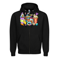 Black easter cartoon characters coffee cups Zipper Hoodie - Zillion Design Studio