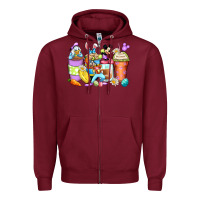 Burgundy easter cartoon characters coffee cups Zipper Hoodie - Zillion Design Studio