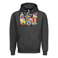Charcoal Heather easter cartoon characters coffee cups Zipper Hoodie - Zillion Design Studio