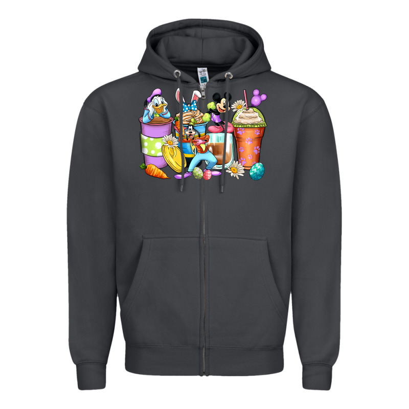 Easter Cartoon Characters Coffee Cups Zipper Hoodie by Zillion Design Studio | Teevron