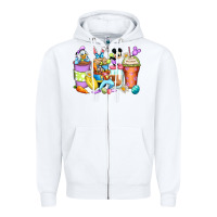 White easter cartoon characters coffee cups Zipper Hoodie - Zillion Design Studio