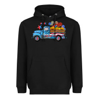Black american truck and flag with stars Heavyweight Hoodie - HRA Design Shop