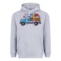 Heather Grey american truck and flag with stars Heavyweight Hoodie - HRA Design Shop