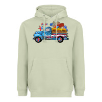 Matcha american truck and flag with stars Heavyweight Hoodie - HRA Design Shop