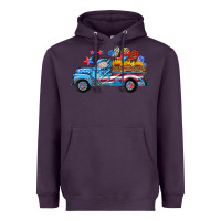 Plum american truck and flag with stars Heavyweight Hoodie - HRA Design Shop