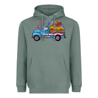 Sage american truck and flag with stars Heavyweight Hoodie - HRA Design Shop