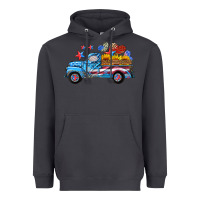 Smoke american truck and flag with stars Heavyweight Hoodie - HRA Design Shop