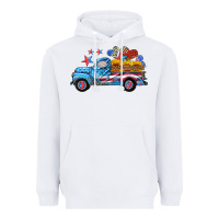 White american truck and flag with stars Heavyweight Hoodie - HRA Design Shop