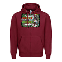 Burgundy merry and bright pitbull with farm Zipper Hoodie - RanaPortraitStore