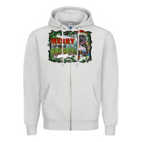 Dove Grey merry and bright pitbull with farm Zipper Hoodie - RanaPortraitStore