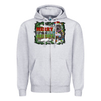 Heather Grey merry and bright pitbull with farm Zipper Hoodie - RanaPortraitStore