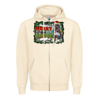 Sandshell merry and bright pitbull with farm Zipper Hoodie - RanaPortraitStore