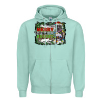 Seafoam merry and bright pitbull with farm Zipper Hoodie - RanaPortraitStore