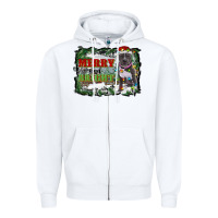 White merry and bright pitbull with farm Zipper Hoodie - RanaPortraitStore