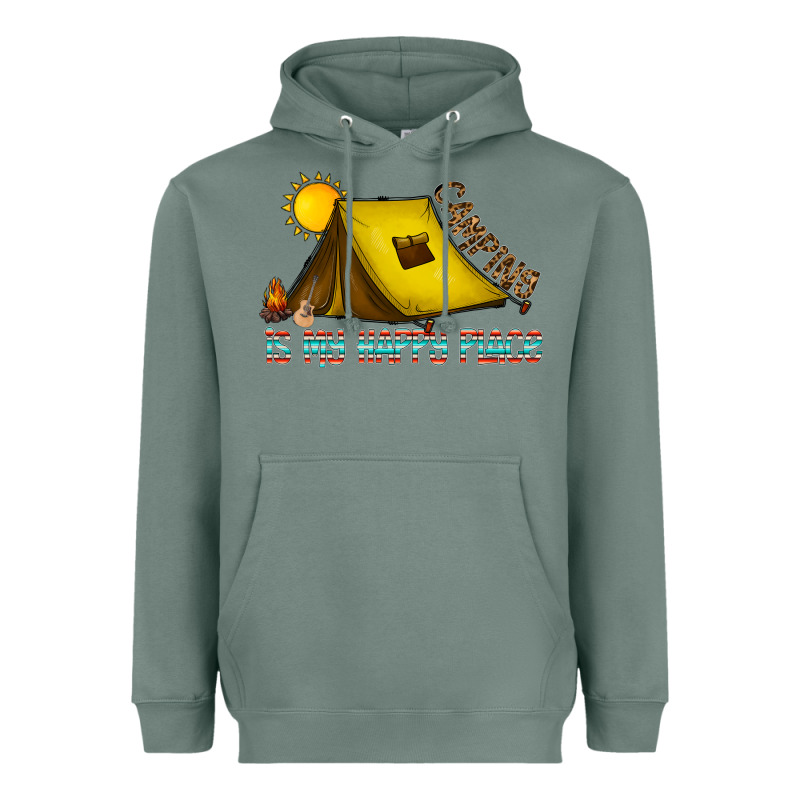 Camping Is My Happy Place Heavyweight Hoodie by CowhideDigitalArt | Teevron