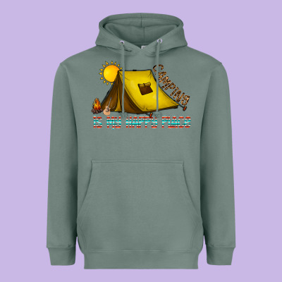 Camping Is My Happy Place Heavyweight Hoodie Designed By Cowhidedigitalart