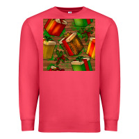 Cardinal christmas gift box seamless pattern Premium Sweatshirt - BundleAndBundleShop