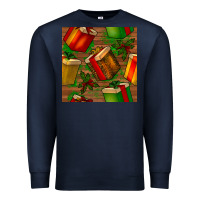Navy christmas gift box seamless pattern Premium Sweatshirt - BundleAndBundleShop