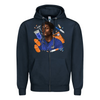 Navy afro man nurse Zipper Hoodie - texasbilliewilder