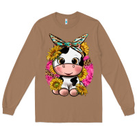 Toasted Coconut cut cow with sunflower and leopard  pink Long Sleeve Tee - texasbilliewilder