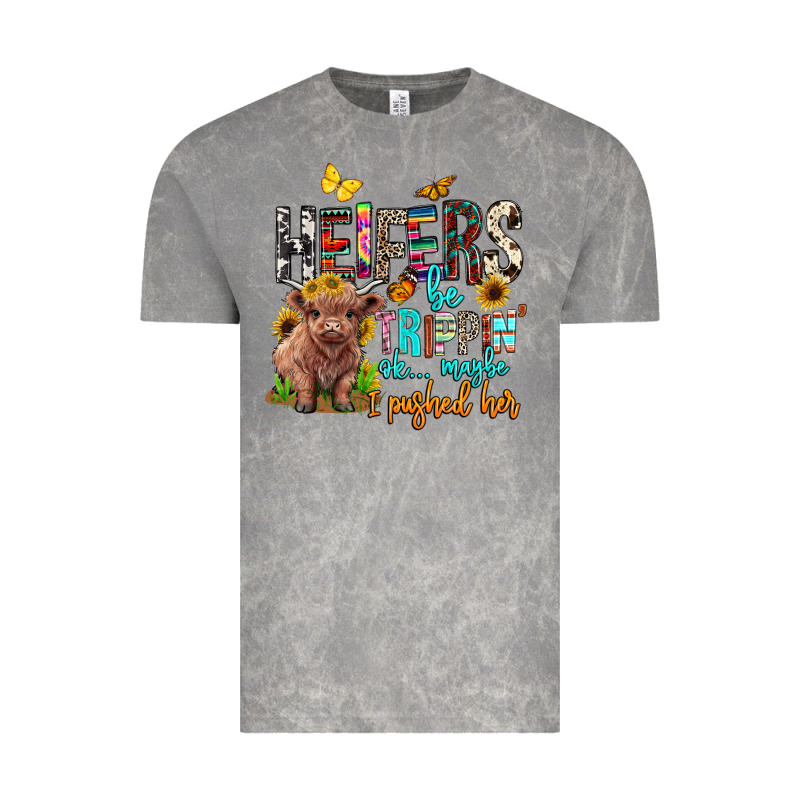 Heifers Be Trippin Ok Maybe I Pushed Her Vintage Tee by BarkalooDesign | Teevron