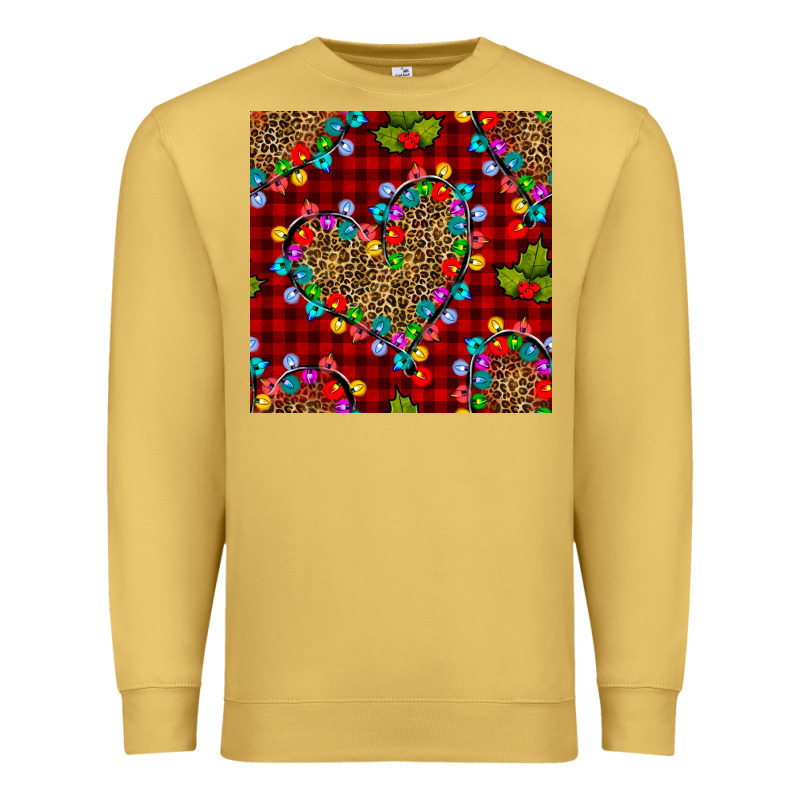 Christmas Lights And Leopard Hearts Seamless Pattern Premium Sweatshirt by BundleAndBundleShop | Teevron