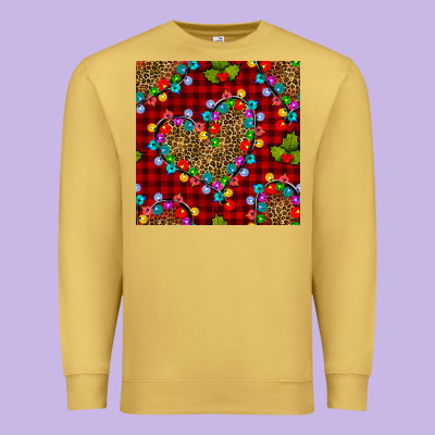 Christmas Lights And Leopard Hearts Seamless Pattern Premium Sweatshirt Designed By Bundleandbundleshop