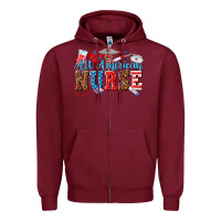 Burgundy all american nurse Zipper Hoodie - texasbilliewilder