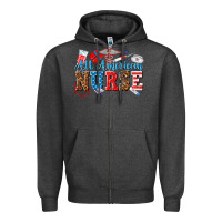 Charcoal Heather all american nurse Zipper Hoodie - texasbilliewilder