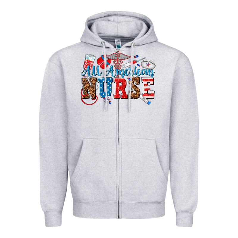 All American Nurse Zipper Hoodie by texasbilliewilder | Teevron