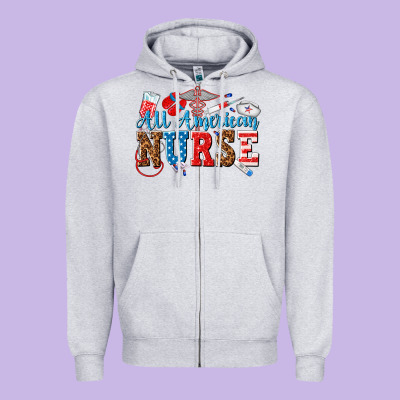All American Nurse Zipper Hoodie Designed By Texasbilliewilder