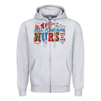 Heather Grey all american nurse Zipper Hoodie - texasbilliewilder