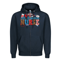 Navy all american nurse Zipper Hoodie - texasbilliewilder