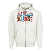 Oatmeal Heather all american nurse Zipper Hoodie - texasbilliewilder