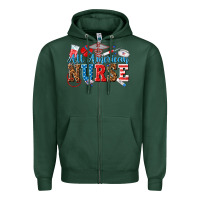 Sports Green all american nurse Zipper Hoodie - texasbilliewilder