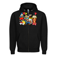Black cartoon characters coffee cups Zipper Hoodie - Zillion Design Studio