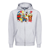 Heather Grey cartoon characters coffee cups Zipper Hoodie - Zillion Design Studio