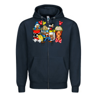 Navy cartoon characters coffee cups Zipper Hoodie - Zillion Design Studio