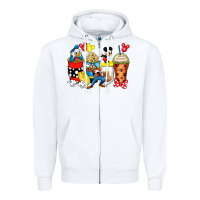 White cartoon characters coffee cups Zipper Hoodie - Zillion Design Studio