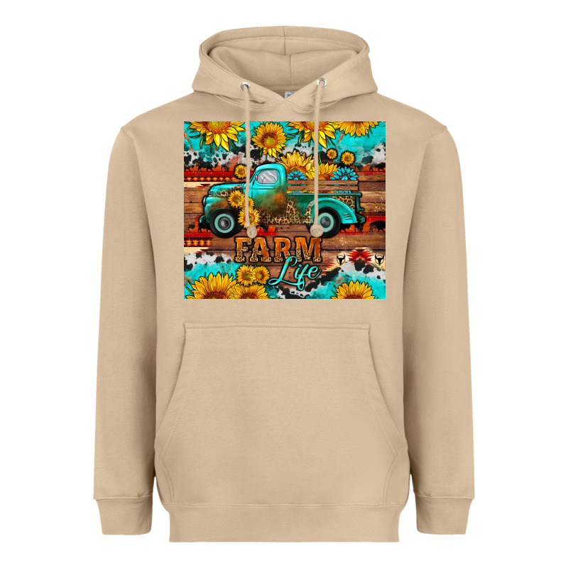 Western Farm Life Truck Sunflowers  Mousepad Heavyweight Hoodie by HRA Design Shop | Teevron