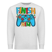 Oatmeal Heather finish him Premium Sweatshirt - JahusDesignShop