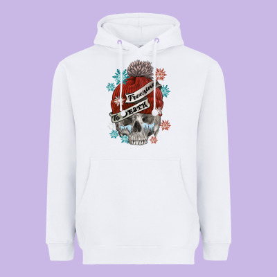 Freezing To Death Skull Heavyweight Hoodie Designed By Fadigitalartstudio