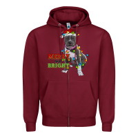 Burgundy merry and bright pitbull Zipper Hoodie - RanaPortraitStore