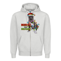 Dove Grey merry and bright pitbull Zipper Hoodie - RanaPortraitStore