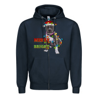 Navy merry and bright pitbull Zipper Hoodie - RanaPortraitStore