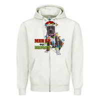 Oatmeal Heather merry and bright pitbull Zipper Hoodie - RanaPortraitStore