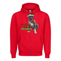 Red merry and bright pitbull Zipper Hoodie - RanaPortraitStore